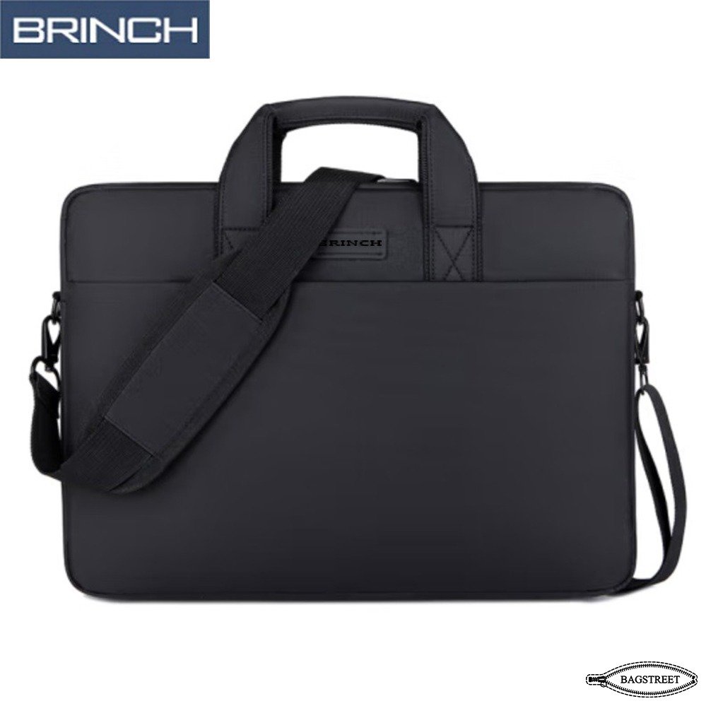 BRINCH 15.6" Laptop Sleeve Business Briefcase Compatible With Laptop/Macbook, Notebook Computer Waterproof Polyester Briefcase Shockproof Sleeve With Back Zipper Pocket & Trolley Belt